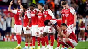 <p>Arsenal’s players react during the penalty shoot out during the UEFA Champions League Final at the Puskas Arena, Budapest. Picture: Mike Egerton/PA Wire.</p> <p>Arsenal’s players react during the penalty shoot out during the UEFA Champions League Final at the Puskas Arena, Budapest. Picture: Mike Egerton/PA Wire.</p>