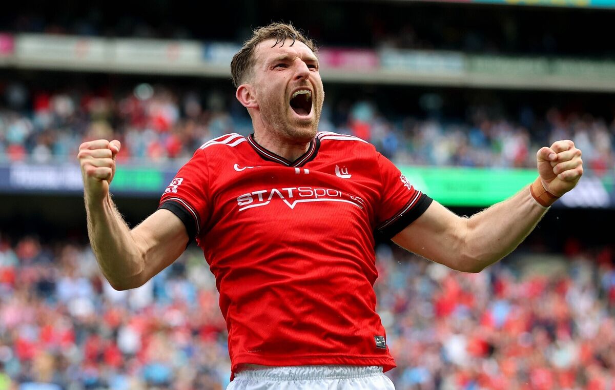 Louth’s Sam Mulroy celebrates at the final hooter. Pic: ©INPHO/Ryan Byrne Louth’s Sam Mulroy celebrates at the final hooter. Pic: ©INPHO/Ryan Byrne