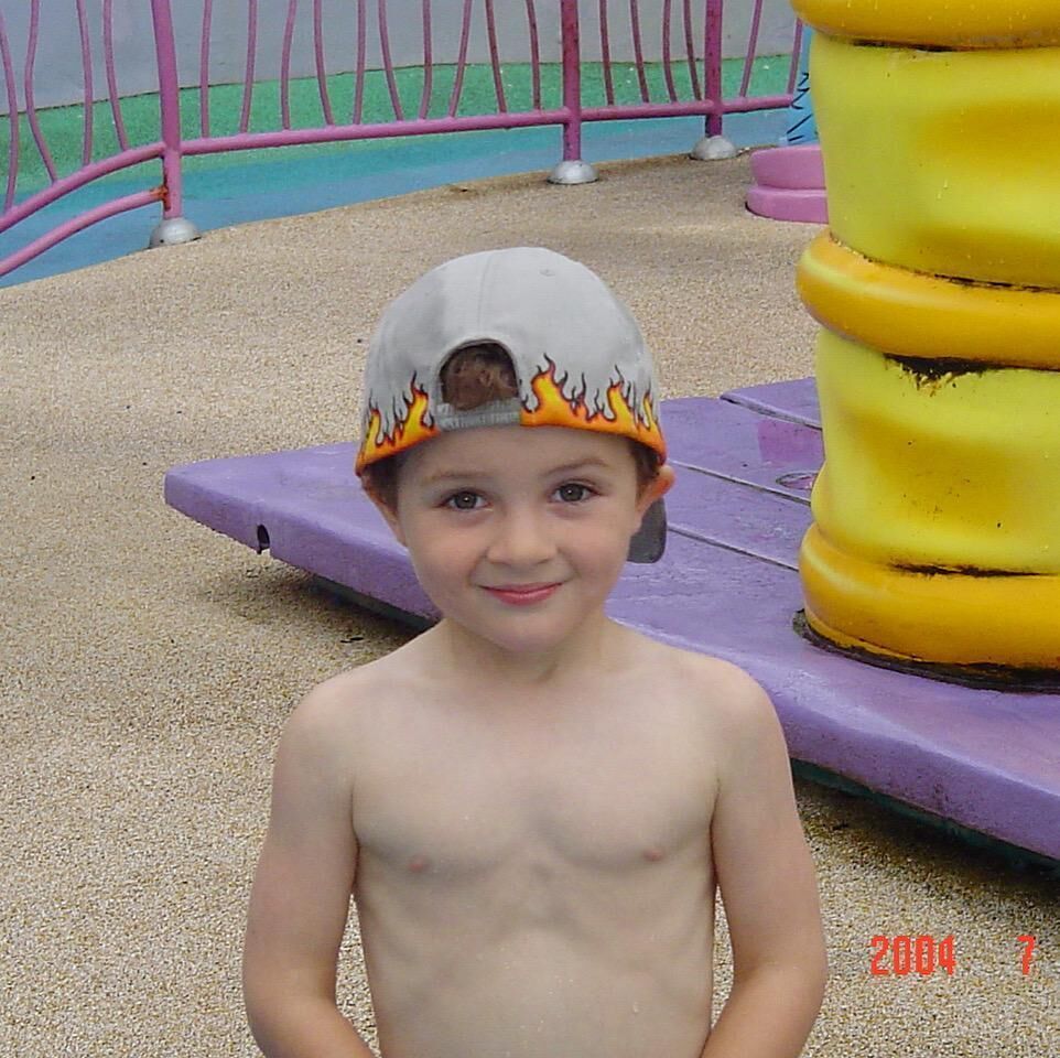 Rhys at a swimming race as a young child.