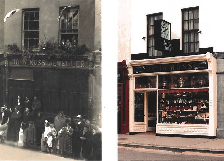 The shop front of John Ross in 1899, the year the business was founded in Listowel