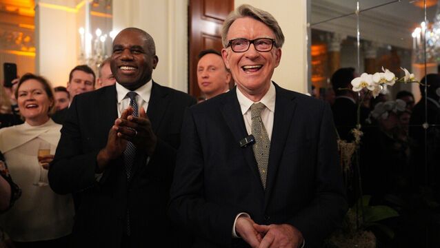 <p>Then foreign secretary David Lammy and British ambassador to the US Peter Mandelson during a welcome reception at the ambassador's residence in Washington, DC in 2025. A handwritten note from Mandelson to Lammy said the government would 'never regret' appointing him as ambassador to Washington DC. File picture: Carl Court/PA</p>