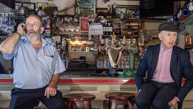<p>Danny Healy-Rae TD and Michael Healy-Rae TD at the Healy-Rae Bar in Kilgarvan, Co Kerry. Picture Dan Linehan</p>