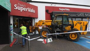 <p>Scene at SuperValu Mallow, Co. Cork after a JCB was used in an attempt to remove an ATM from the building. Picture: Michael Mac Sweeney</p> <p>Scene at SuperValu Mallow, Co. Cork after a JCB was used in an attempt to remove an ATM from the building. Picture: Michael Mac Sweeney</p>
