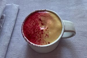 Gregan's Castle Miso Cup, Beetroot, Apple and Smoked Eel