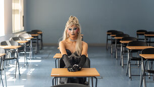 <p>Stephen Pierce as Felony in the exam hall of Edmund Rice College in Carrigaline, Cork. Picture: Noel Sweeney</p>