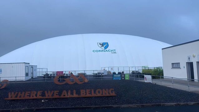 <p>The new Connacht GAA AirDome was inflated on Tuesday morning. Pic: Connacht GAA</p>