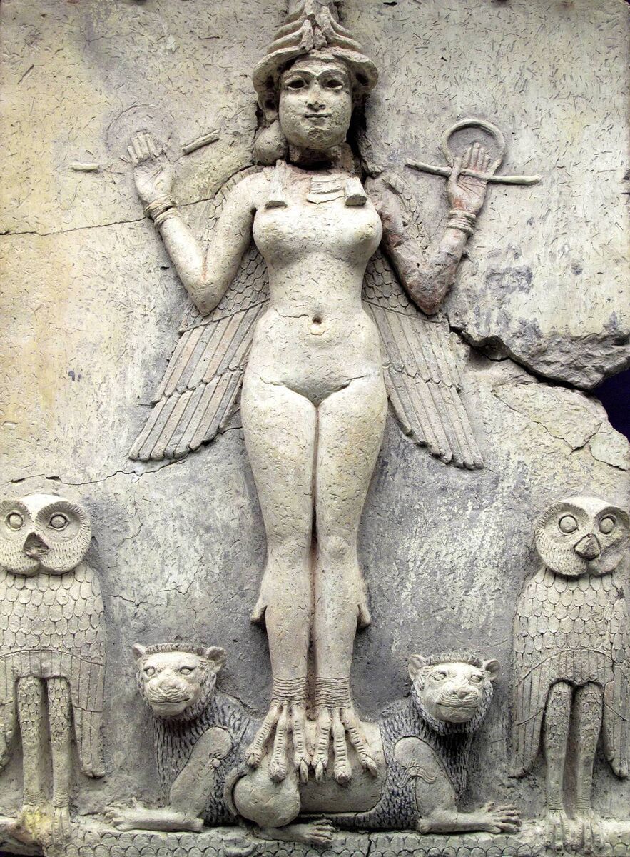An ancient Babylonian figure dating from between 1792 and 1750 BC of Queen of the Night probably a goddess of sexual love or the ruler of the underworld An ancient Babylonian figure dating from between 1792 and 1750 BC of Queen of the Night probably a goddess of sexual love or the ruler of the underworld