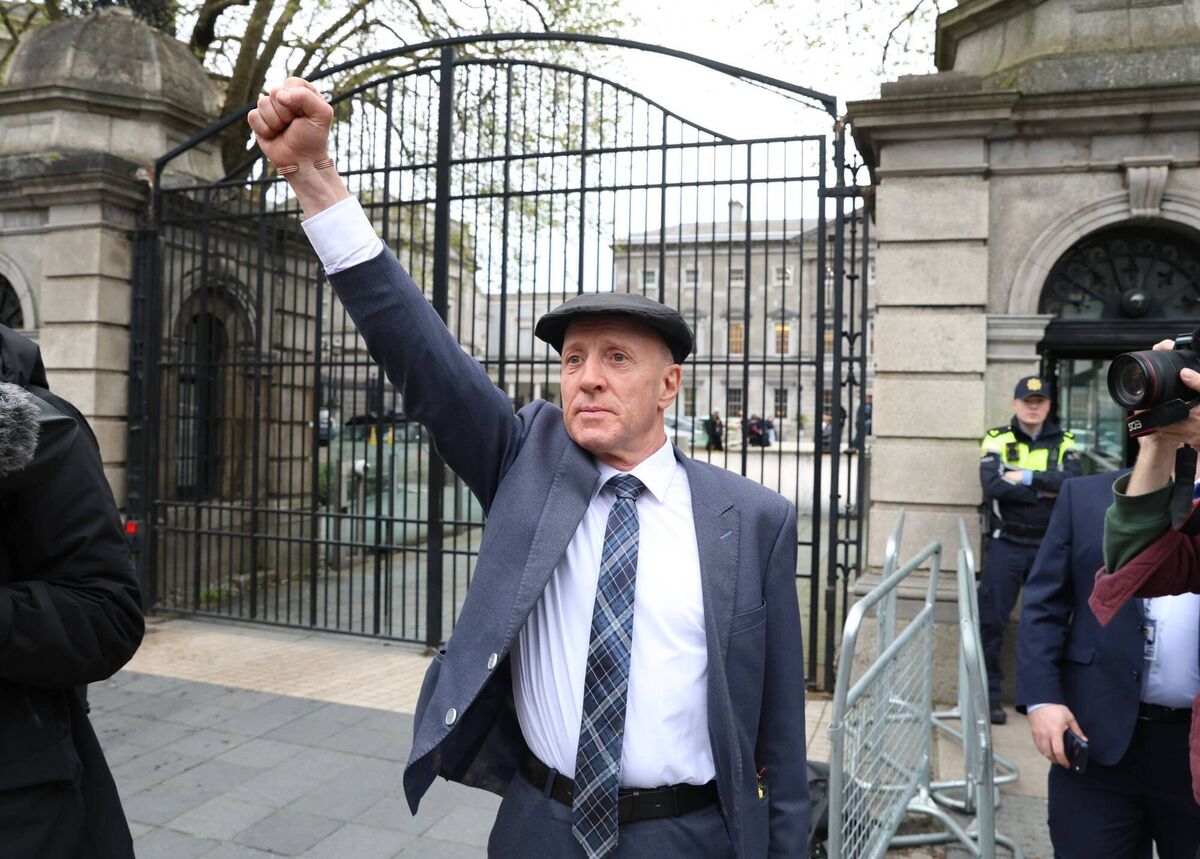 Michael Healy Rae salutes protesters after resigning from government last Tuesday. Picture: Stephen Collins/Collins Photos Michael Healy Rae salutes protesters after resigning from government last Tuesday. Picture: Stephen Collins/Collins Photos