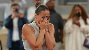 <p>An emotional Marta Kostyuk reacts to beating Elina Svitolina. Pic: Aurelien Morissard/AP</p> <p>An emotional Marta Kostyuk reacts to beating Elina Svitolina. Pic: Aurelien Morissard/AP</p>