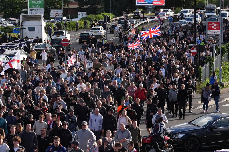 People protest near Southampton police station. Vickrum Digwa was jailed at Southampton Crown Court for life with a minimum term of 21 years for the murder of 18-year-old student Henry Nowak. 