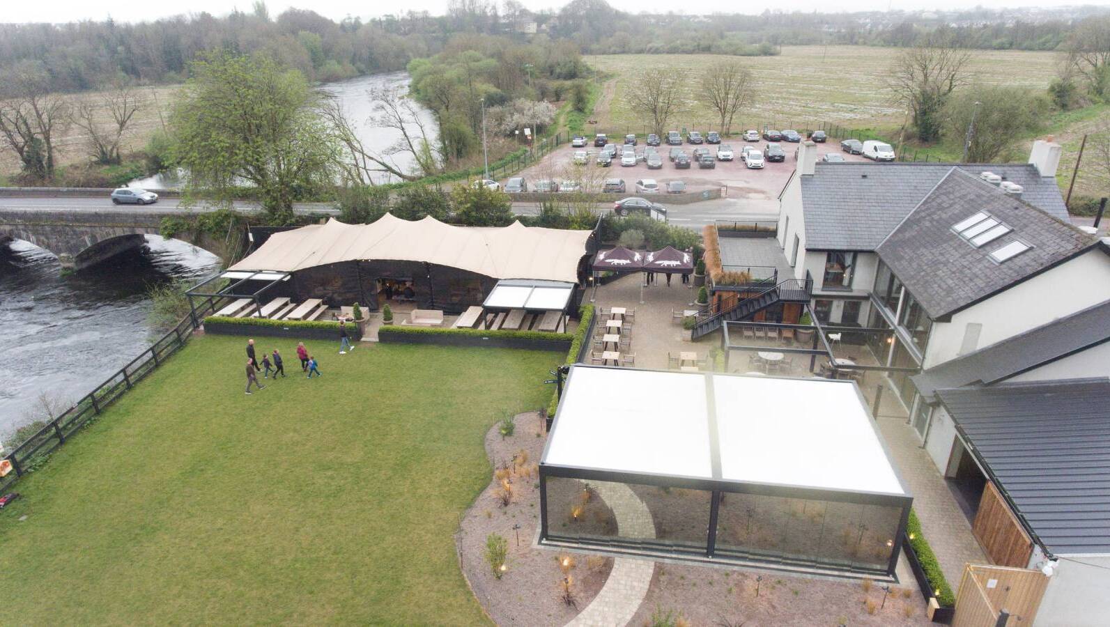 The marquee and greenhouse at The Anglers. Picture: The Anglers 