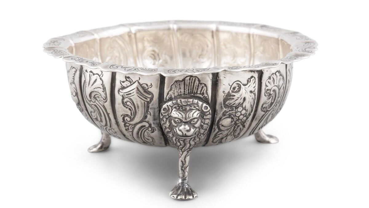 A c1755 Limerick silver sugar bowl at Adam's.