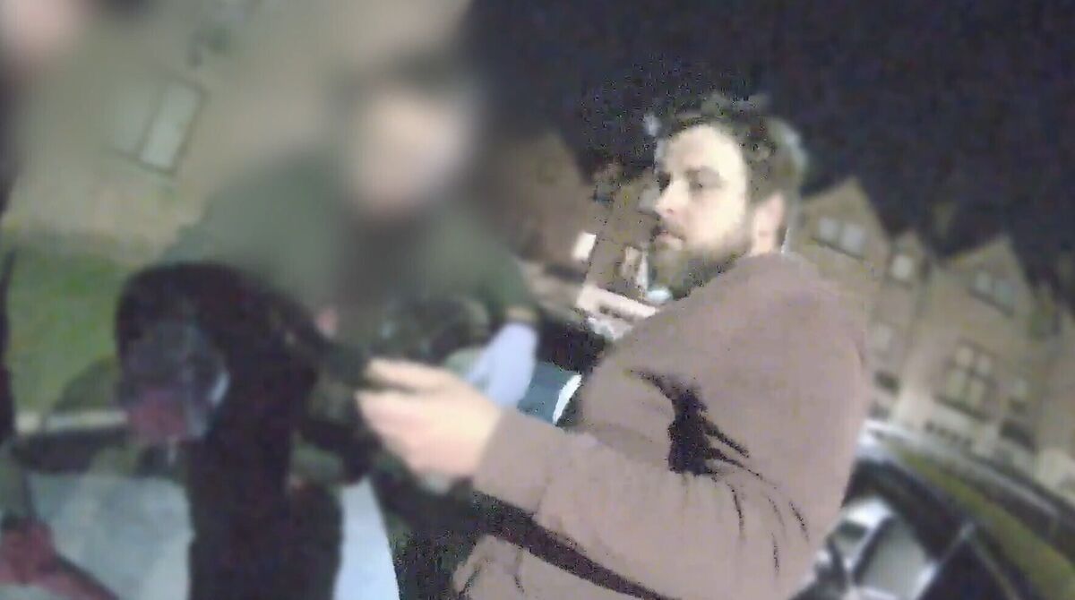Body-worn footage by PSNI officers of the arrest of Stephen McCullagh who has been handed a life sentence. Picture: PSNI/PA Body-worn footage by PSNI officers of the arrest of Stephen McCullagh who has been handed a life sentence. Picture: PSNI/PA