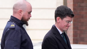 <p>Enoch Burke (right) leaving Court of Appeal in Dublin. Picture: PA</p>