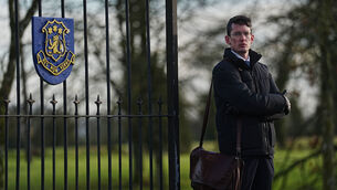 <p>Enoch Burke outside his former workplace, Wilson’s Hospital School. Picture: Brian Lawless/PA Wire</p>