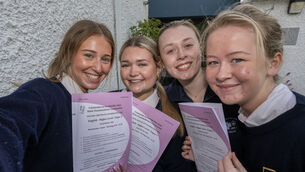 <p>Leaving Certificate students Jenna Ezzeddine, Ellie Boyle, Aislinn Bellchambers, and Rose Brosnan started their Leaving Cert exams at Presentation Secondary School, Tralee. Picture: Domnick Walsh</p>