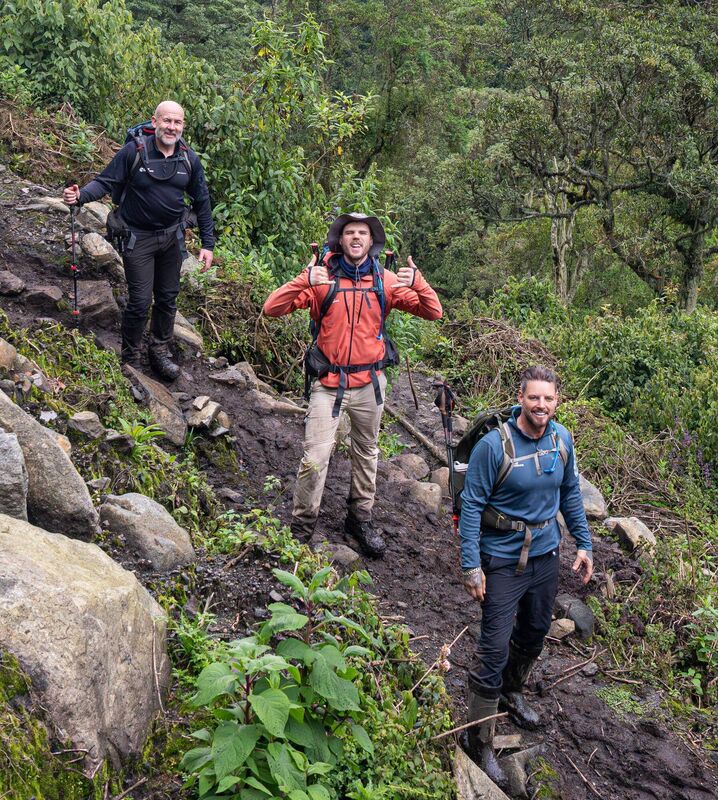 Ray Goggins, Jay Duffy and Keith Duffy in Uganda. Picture: RTE.