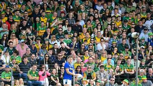 <p>Supporters watch as Kerry's David Clifford prepares to take a sideline kick during the GAA Football All-Ireland Senior Championship Round 1 match between Kerry and Donegal at Fitzgerald Stadium in Killarney. Picture: Stephen McCarthy/Sportsfile</p> <p>Supporters watch as Kerry's David Clifford prepares to take a sideline kick during the GAA Football All-Ireland Senior Championship Round 1 match between Kerry and Donegal at Fitzgerald Stadium in Killarney. Picture: Stephen McCarthy/Sportsfile</p>
