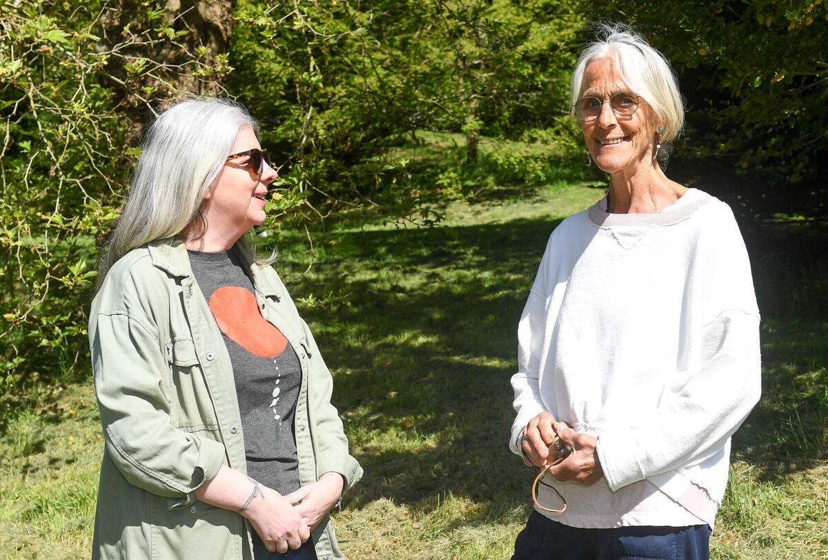 Irish Examiner journalist Deirdre McArdle, left, chatting with mindfulness teacher Catherine Sutton while taking part in a forest bathing event near Lismore, Co Waterford. Irish Examiner journalist Deirdre McArdle, left, chatting with mindfulness teacher Catherine Sutton while taking part in a forest bathing event near Lismore, Co Waterford.