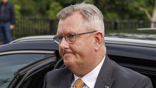 <p>Jeffrey Donaldson arriving at Newry Crown Court on Thursday, where he and his wife Eleanor Donaldson are accused of historical sexual offences. Picture: PA</p>