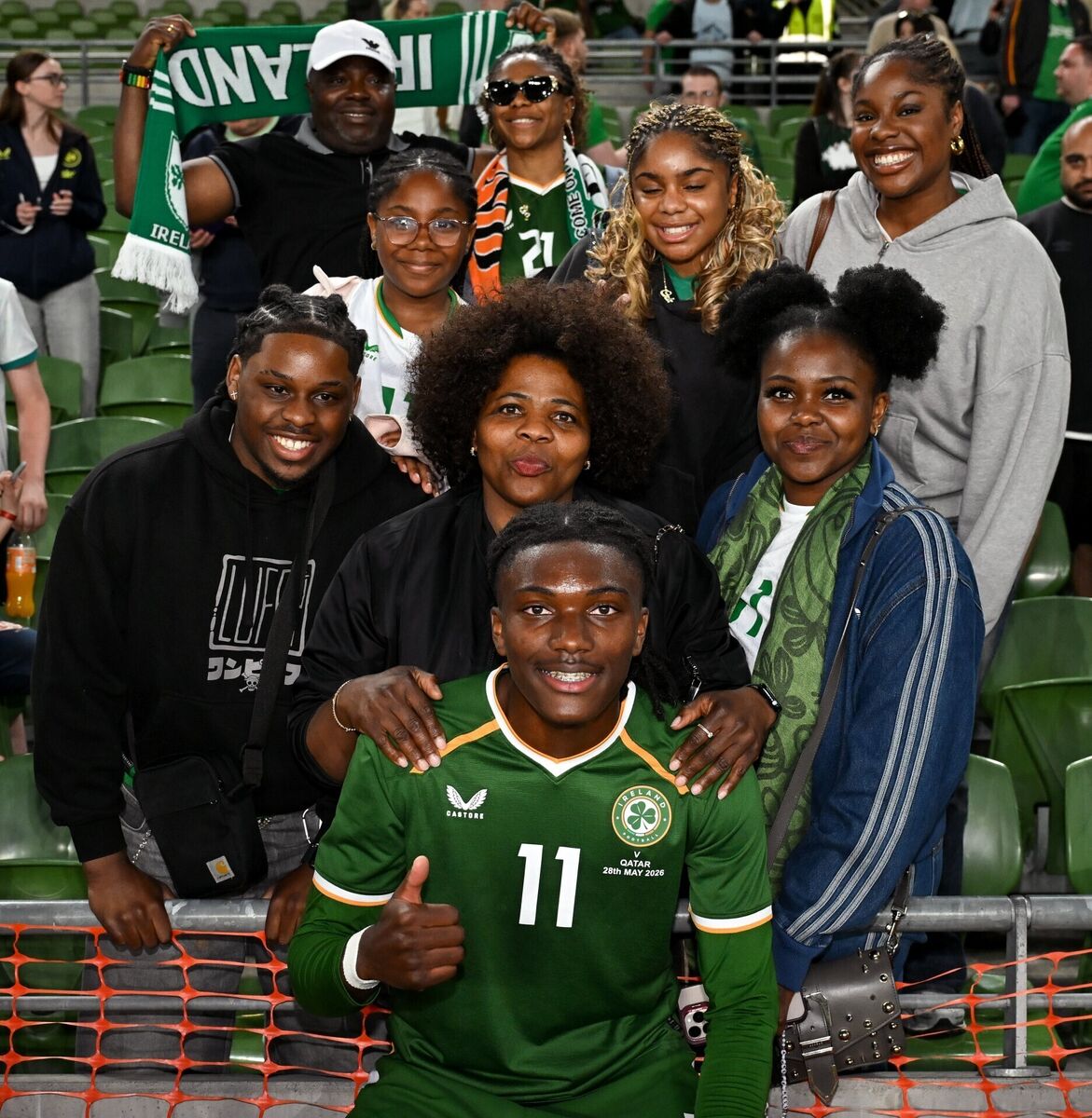 Jaden Umeh with family at the Aviva Stadium. Picture: Stephen McCarthy/Sportsfile Jaden Umeh with family at the Aviva Stadium. Picture: Stephen McCarthy/Sportsfile