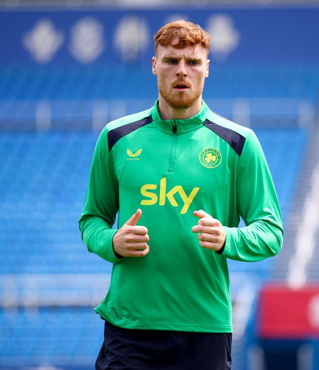 Jake O'Brien during a Republic of Ireland training session. Picture: Vaughn Ridley/Sportsfile