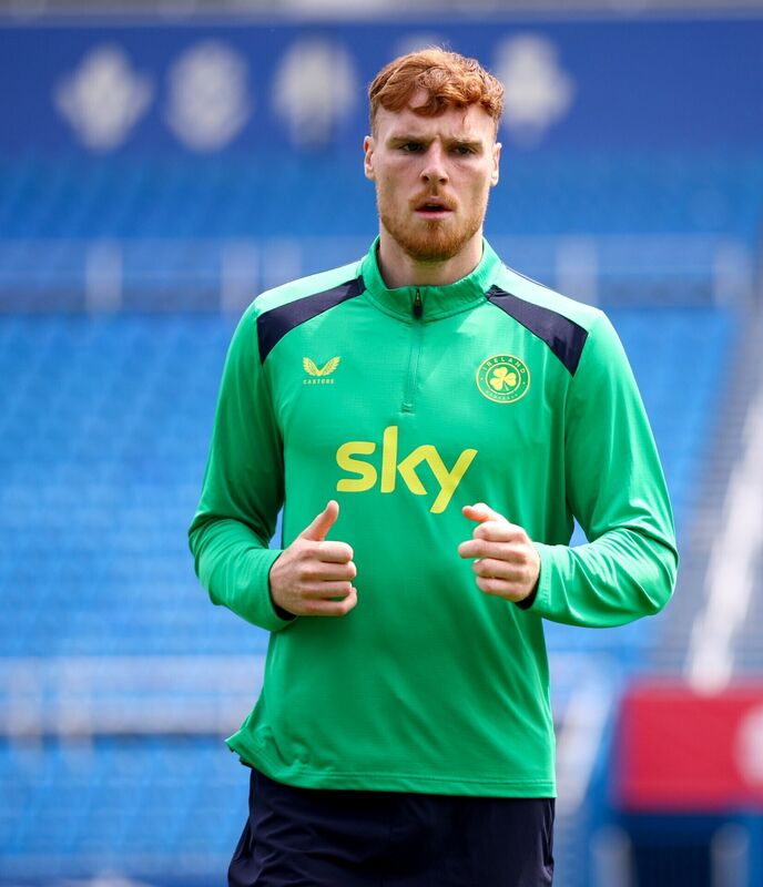 Jake O'Brien during a Republic of Ireland training session. Picture: Vaughn Ridley/Sportsfile Jake O'Brien during a Republic of Ireland training session. Picture: Vaughn Ridley/Sportsfile
