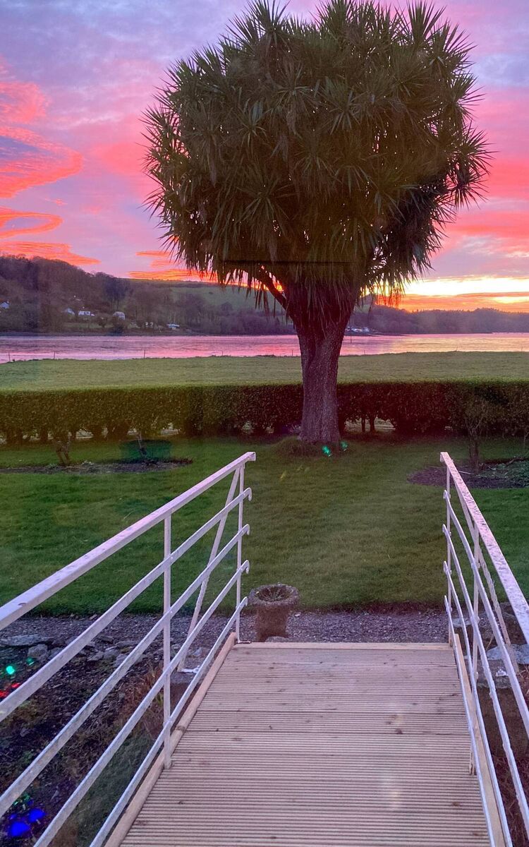 Walkway at sunset