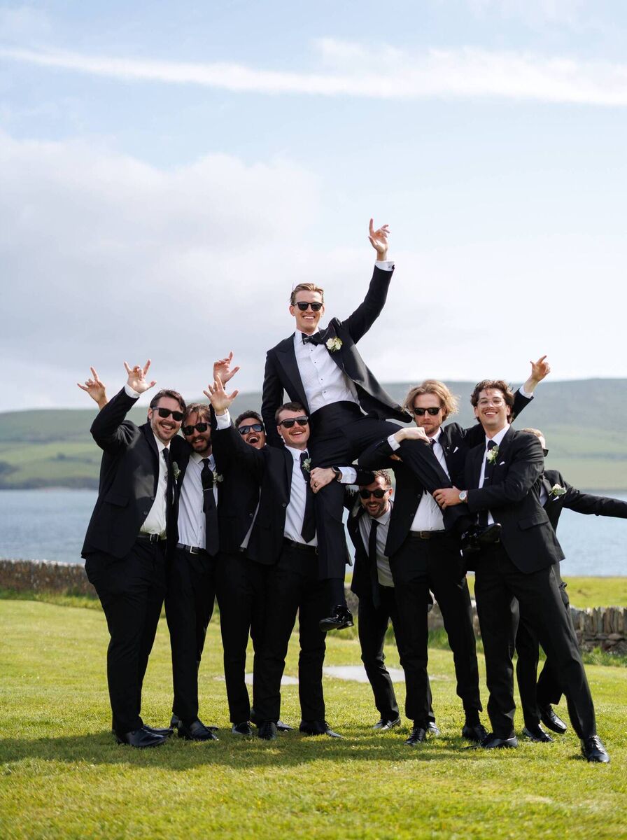 Liam Doherty with his groomsmen. Pictures: Padraig Healy Wedding Photography