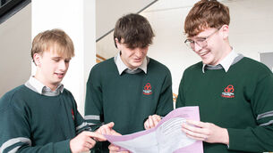 <p>Darra McDonald, Callum Green and Luke Crowley at Community St Colemans College in Midleton. Picture: Howard Crowdy</p>