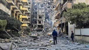 <p>The aftermath of an Israeli strike in Tyre, southern Lebanon. Picture: Kawnat Haju / AFP via Getty Images</p>