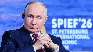 The Russian leader said that he sees ‘no point’ in the meeting (Kirill Kazachkov/Roscongress Foundation/AP)