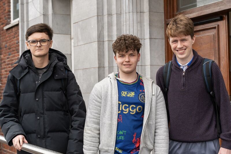 Coláiste Christ Rí Leaving Certificate students Shane Murphy, Shane Keating, and Diarmuid O’Donovan who sat Maths Paper 1 today. Picture: Noel Sweeney Coláiste Christ Rí Leaving Certificate students Shane Murphy, Shane Keating, and Diarmuid O’Donovan who sat Maths Paper 1 today. Picture: Noel Sweeney