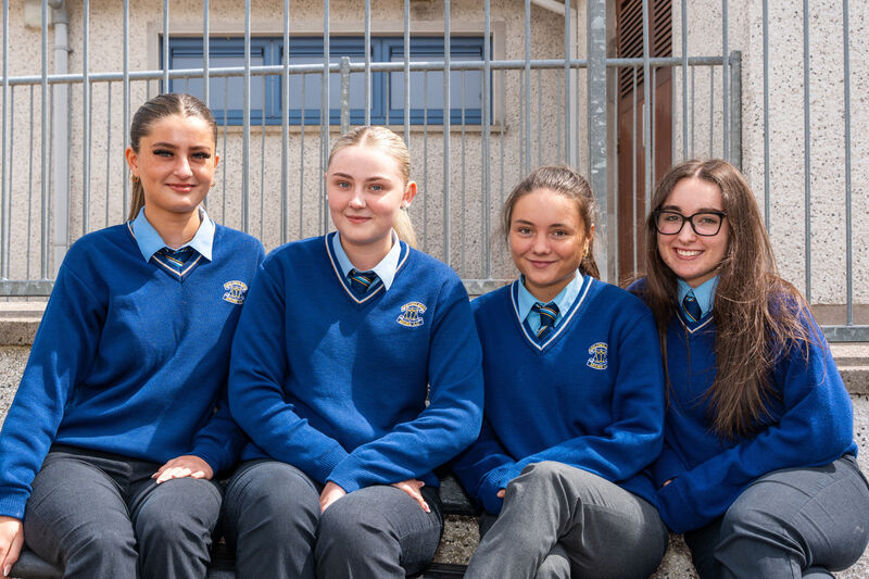 Amy Ní Shúilleabhán, Liadha Ní Mhaolcatha, Jaydine Ní Shuaird, and Kelsey Ní Mhathúna who sat Leaving Cert Maths Paper 1 today at Gaelcholáiste Mhuire AG. Picture: Noel Sweeney Amy Ní Shúilleabhán, Liadha Ní Mhaolcatha, Jaydine Ní Shuaird, and Kelsey Ní Mhathúna who sat Leaving Cert Maths Paper 1 today at Gaelcholáiste Mhuire AG. Picture: Noel Sweeney
