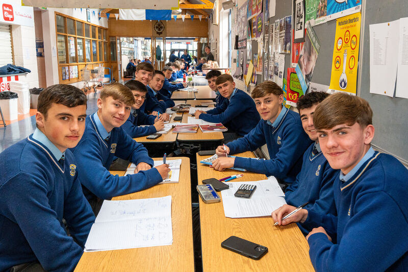 Earlier today we caught up with Leaving Cert students of Gaelcholáiste Mhuire AG studying hard before their Maths Higher Level Paper 1. Picture: Noel Sweeney Earlier today we caught up with Leaving Cert students of Gaelcholáiste Mhuire AG studying hard before their Maths Higher Level Paper 1. Picture: Noel Sweeney
