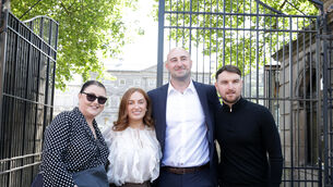 <p>New Dublin Central TD Daniel Ennis at Leinster House with, from left, his mother Jackie Ennis, his fiancée Chloe Minnock-Feely, and his brother Geoff Ennis. He told Claire Byrne of his family's reaction to the novelty of having an elected representative in their midst. Picture: Leah Farrell/RollingNews</p> <p>New Dublin Central TD Daniel Ennis at Leinster House with, from left, his mother Jackie Ennis, his fiancée Chloe Minnock-Feely, and his brother Geoff Ennis. He told Claire Byrne of his family's reaction to the novelty of having an elected representative in their midst. Picture: Leah Farrell/RollingNews</p>