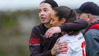 Aisling Thompson embraces Sorcha McCartan after the game 6/6/2026
