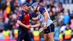 <p>Galway manager Micheál Donoghue with Eoghan O'Donnell of Dublin. Pic: INPHO/Tom O’Hanlon</p>