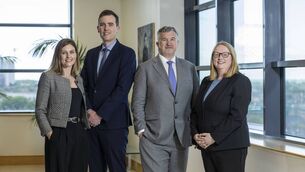 <p>New appointees at Mason Hayes & Curran: Tara Nestor, Finn Kelly, Will Carmody, managing partner, and Susan Lynch. </p> <p>New appointees at Mason Hayes & Curran: Tara Nestor, Finn Kelly, Will Carmody, managing partner, and Susan Lynch. </p>