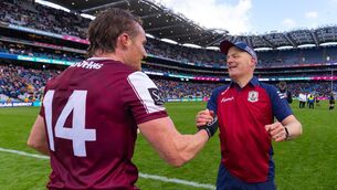 <p>Galway's Conor Whelan with Galway manager Micheál Donoghue. Pic: INPHO/Tom O’Hanlon</p>