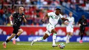 <p>Chiedozie Ogbene of Republic of Ireland in action against Liam Millar of Canada during the international friendly match between Canada and Republic of Ireland at Stade Saputo in Montreal, Canada. Photo by Vaughn Ridley/Sportsfile</p>