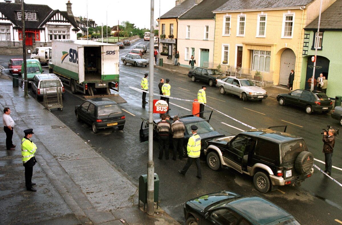 The scene of the shooting in Adare, Co Limerick on June 7, 1996, when Jerry McCabe was killed and Ben O’Sullivan seriously injured. The gunmen's jeep is behind the unmarked Garda car which is behind the An Post truck. Irish Examiner Archive Picture: Kieran Clancy The scene of the shooting in Adare, Co Limerick on June 7, 1996, when Jerry McCabe was killed and Ben O’Sullivan seriously injured. The gunmen's jeep is behind the unmarked Garda car which is behind the An Post truck. Irish Examiner Archive Picture: Kieran Clancy