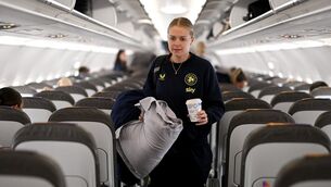 <p>FLYING FORM: Republic of Ireland's Ruesha Littlejohn onboard the team's chartered flight to Grenoble for their 2027 FIFA Women’s World Cup Qualifier match against France, on Tuesday. Pic: Stephen McCarthy/Sportsfile.</p> <p>FLYING FORM: Republic of Ireland's Ruesha Littlejohn onboard the team's chartered flight to Grenoble for their 2027 FIFA Women’s World Cup Qualifier match against France, on Tuesday. Pic: Stephen McCarthy/Sportsfile.</p>