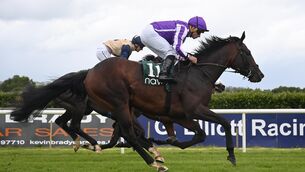 <p>HILL CLIMBED: Isaac Newton and Ryan Moore win the Hill Of Tara Stakes at Navan on Sunday. Picture: Healy Racing</p> <p>HILL CLIMBED: Isaac Newton and Ryan Moore win the Hill Of Tara Stakes at Navan on Sunday. Picture: Healy Racing</p>