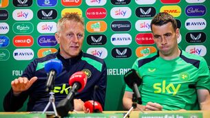 <p>Ireland head coach Heimir Hallgrimsson and Séamus Colemand during a press conference last month. Picture: Ryan Byrne/Inpho</p> <p>Ireland head coach Heimir Hallgrimsson and Séamus Colemand during a press conference last month. Picture: Ryan Byrne/Inpho</p>