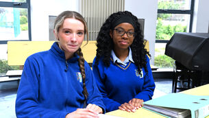 <p> Leaving Certificate students Katie Murphy and Letitia Kongue after English paper 2 at Ursuline College, Blackrock, Cork, last Thursday. Picture: Larry Cummins</p> <p> Leaving Certificate students Katie Murphy and Letitia Kongue after English paper 2 at Ursuline College, Blackrock, Cork, last Thursday. Picture: Larry Cummins</p>
