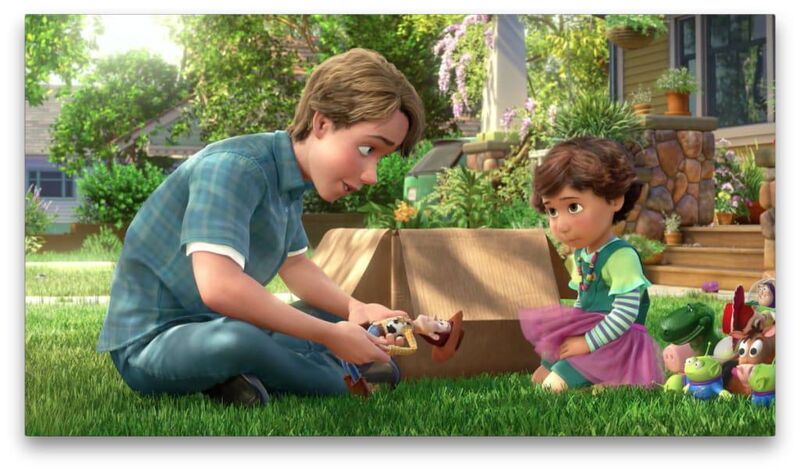 The evocative scene at the end of Toy Story 3 when Andy gives neighbour Bonnie his old toys, fuelling the imagination of the next generation The evocative scene at the end of Toy Story 3 when Andy gives neighbour Bonnie his old toys, fuelling the imagination of the next generation