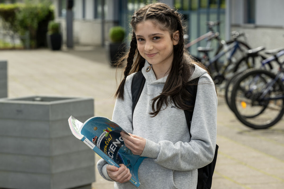 Maria Roseda at Mercy Mounthawk Secondary School in Tralee, Co. Kerry, before her Junior Cycle exam this morning. Photo: Domnick Walsh © Eye Focus LTD. Maria Roseda at Mercy Mounthawk Secondary School in Tralee, Co. Kerry, before her Junior Cycle exam this morning. Photo: Domnick Walsh © Eye Focus LTD.
