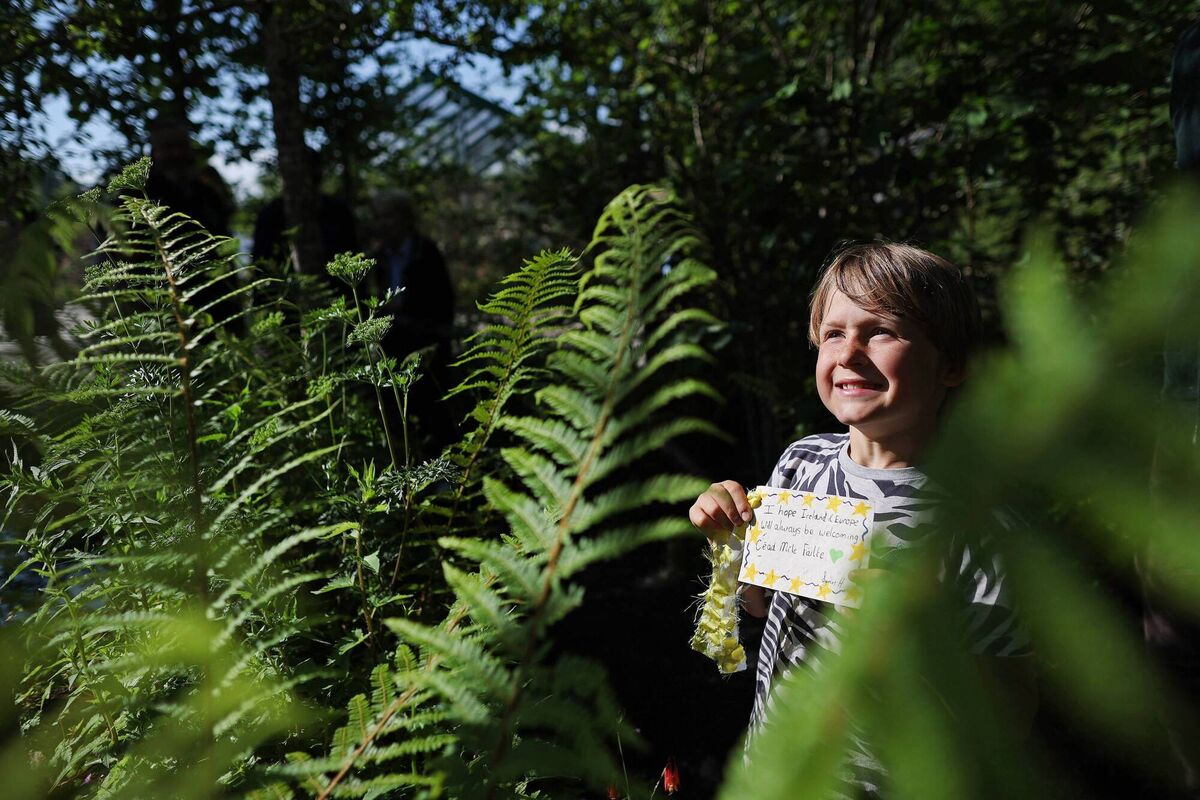 Yonah (7), grandchild of garden designers Oliver and Liat Schurmann from Mount Venus Nursery, holding 'wishes' from schoolchildren across Ireland. Yonah (7), grandchild of garden designers Oliver and Liat Schurmann from Mount Venus Nursery, holding 'wishes' from schoolchildren across Ireland.