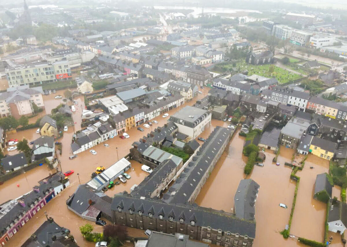 An arial view of Midleton during flooding from Storm Babet in October 2023. Picture: Guileen Coast Guard An arial view of Midleton during flooding from Storm Babet in October 2023. Picture: Guileen Coast Guard